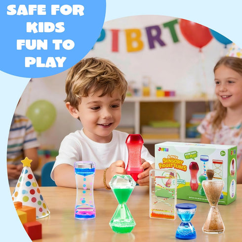 6 JOYIN Pcs Sensory Fidget Tubes for Kids with Autism, Calming Water Sensory Bottles for Stress Relief, Quiet Fidget
