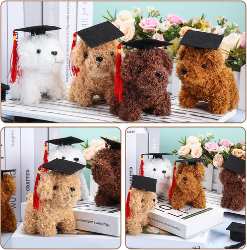 Sosation 20 Pcs Graduation Season Dog Plush Mini Puppy Stuffed Animals with Graduation Hat, Party Favor Gift