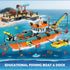 Set 6 7 8 9 10+, 762PCS City Fishing Boat Wharf Building - Floatable Sea Fishing Ship Building Block Kit with Speedboat