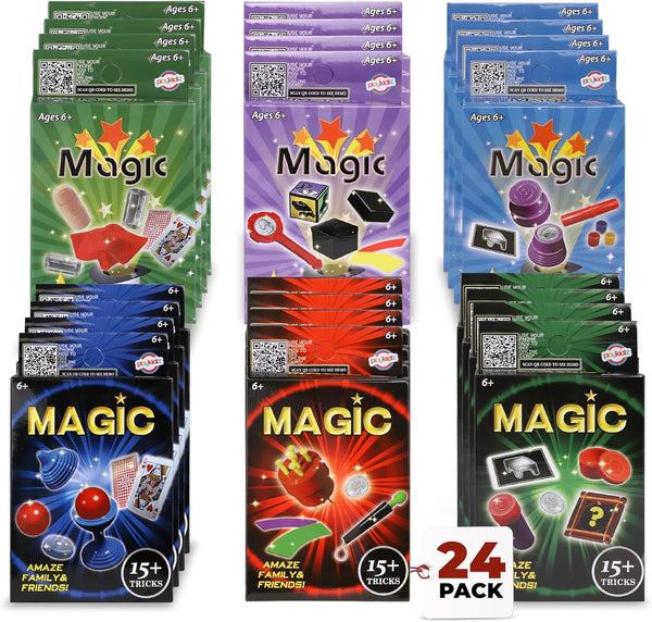 Playkidz 24 Packs of Magic Trick for Kids - Party Favors Magic Set with Over 15 Simple Tricks for Fun