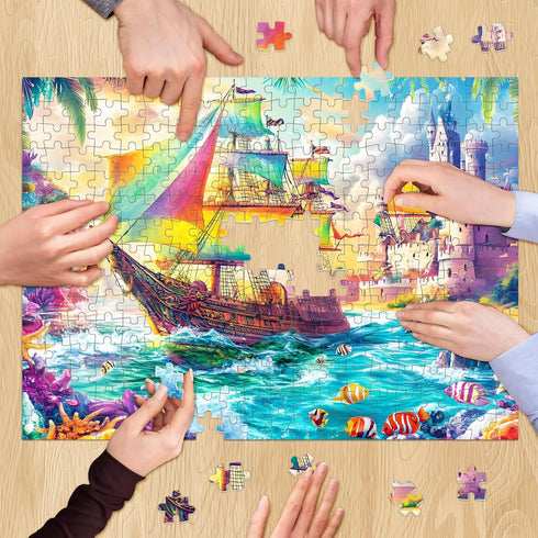 DAGIRT 300 300 20.5 15 Piece Puzzles for Adults Sea Beach Ship Jigsaw Puzzle, Large Pieces Jigsaw Puzzle for Adults