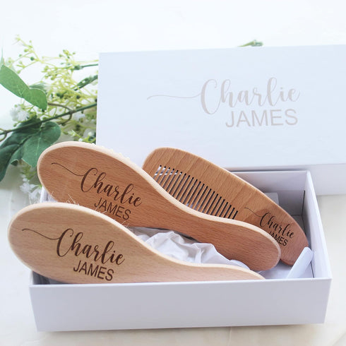 Personalized Wooden Baby Hair Brush - Perfect Gift for Boys and Girls