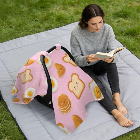 Mazeann Breakfast Cute Food Pinks Car Seat Cover Baby Breathable Soft Infant Carseat Covers Canopies Babies Carrier