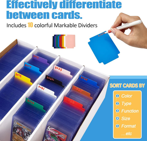 Bentoward 4 Pack 3120 Count 10 Sports Card Boxes Cardboard Card Storage Box White Bulk Card Storage Baseball Card Boxes
