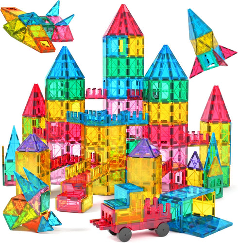 Jasonwell 65pcs Magnetic Tiles Building Blocks Set for Boys Girls, Educational Magnet Construction Kit, STEM Toys for