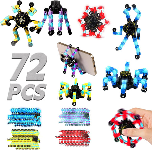 Hdnpea Easter Basket Stuffers for Kids, 72PCS Glow Transformable Fidget Spinners for Kids