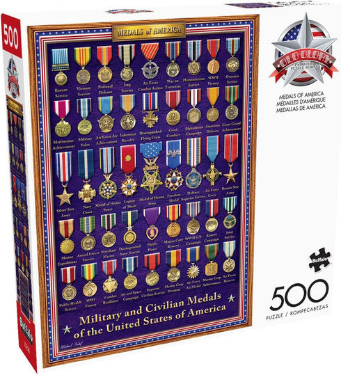 Buffalo Games - Michael Fishel - Medals of America, 500 Piece Jigsaw Puzzle for Adults, Finished Size 21.25 x 15.00