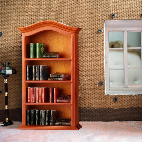 27 Pieces 1:12 Scale Miniatures Dollhouse Books with 1 Wooden Bookcase Dollhouse Furniture
