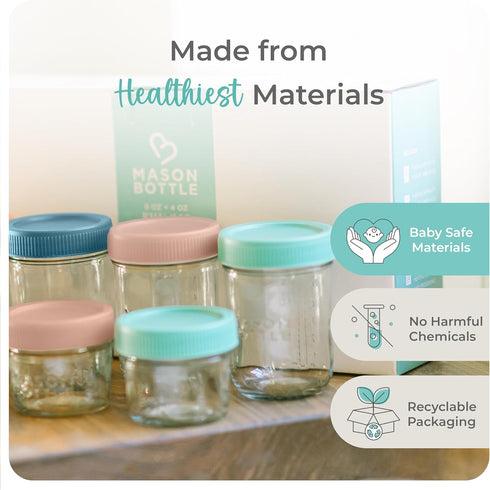 8oz (12-Pack) Mason Bottle Breast Milk Storage Jars Reusable Glass Baby Food Containers with Lid for Baby Formula