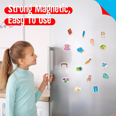 50 3+ PCS First Word Magnets, Magnetic Thickened Daily Items Fridge Magnets Adorable Educational Learning Toys