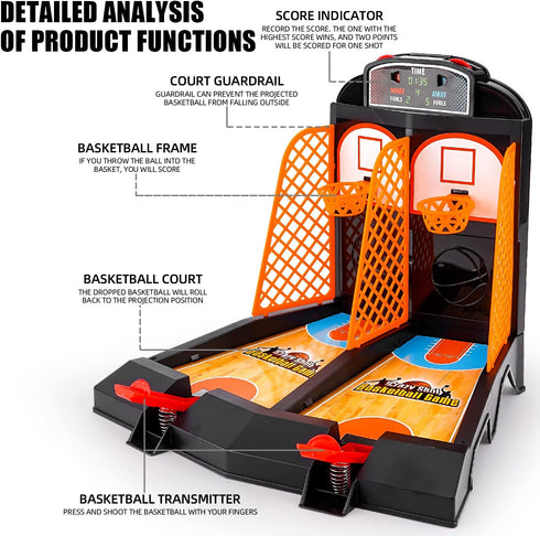 Mini Basketball Game, Tabletop Basketball Toys for Kids and Adults, Desktop Games for Office Stress Relief