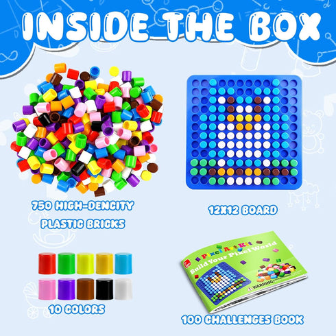 750 10 Bbiamsleep STEM Toys Pixel Art Kit for Kids, Pcs Colors Pixel Bricks Challenge Fine Motor Skills Game