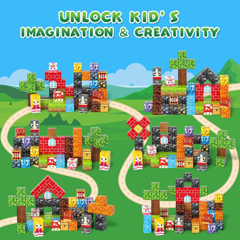 60PCS Set 3-5 4-8 8-12+ Axirata Mini Magnetic Blocks Travel for Kids, Mini Magnetic Tiles Building Cubes with Portable
