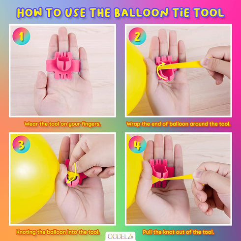 Hand Pump Balloon Inflator & Kit - 2 Hand Air Pumps for Balloons & Garland, Tie Tool, String & Tape for Birthday Party