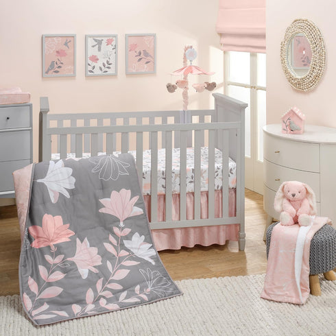 Soft Pink & White Floral Baby Changing Pad Cover by Lambs & Ivy