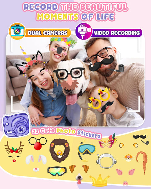 UCIDCI Kids Smart Phone Toys for Girls Ages 3-7 with Dual Camera - Learning Games & MP3 Music Player Toy