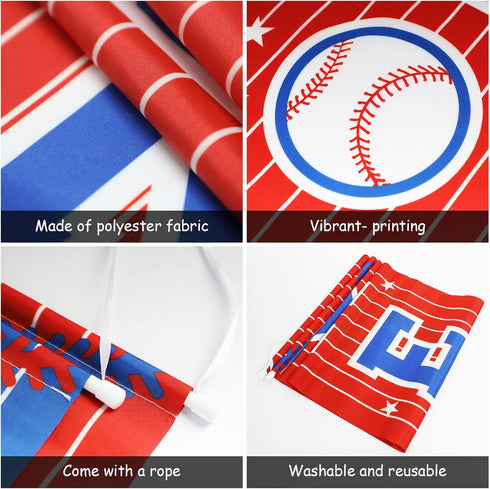Baseball Party Decorations, Themed Birthday Porch Sign Welcome Banner for Kids, 71 x 12 Inches
