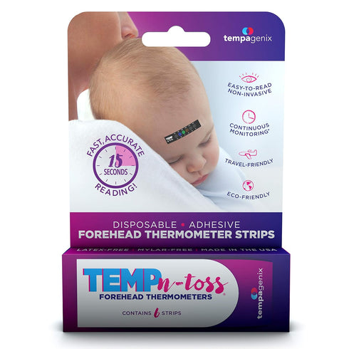 Fast Reading Disposable Forehead Thermometer Strips, Temp-N-Toss for Accurate Baby Temperature Measurement (6)