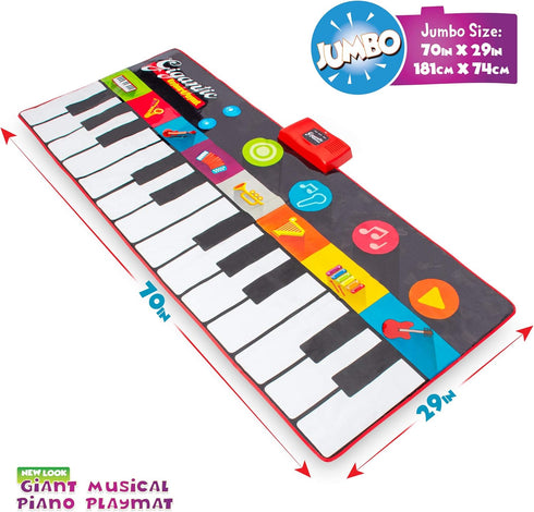 AbcoSport 8 70" 24 Abcotech Kids Floor Piano Mat | Giant Dance Floor Keyboard Sensory Toys | Play, Record, Playback