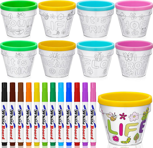 Meanplan 28 Pcs Spring Crafts 16 Spring DIY Flower Pots Paint Your