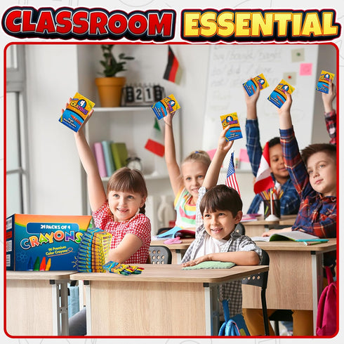 96 24 Packs) 4 Pack, Bedwina Bulk Crayons - Crayons - (Box of - - Per Premium Bright Colors for Kids and Toddlers