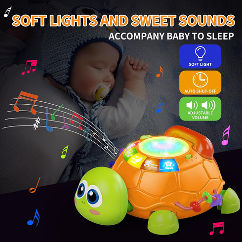 6 12 12-18 3-6 7 8 9 10 1 2 Letapapa Baby Toys to Months, Musical Turtle Baby Toys for Months, Crawling Toy with Light