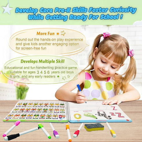 ALIANFLY Preschool Learning Activities Educational Workbook - Toddler Prek Montessori Handwriting Practice Activity