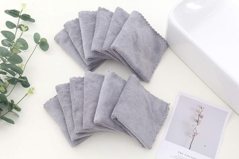 Soft 12 Pack Baby Washcloths - Extra Absorbent Microfiber Coral Fleece for Newborns and Toddlers