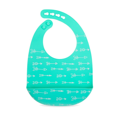 2 Pack Nuby Adjustable Easy Clean Soft Silicone Bibs with Scoop, Arrows & Bears/Foxes