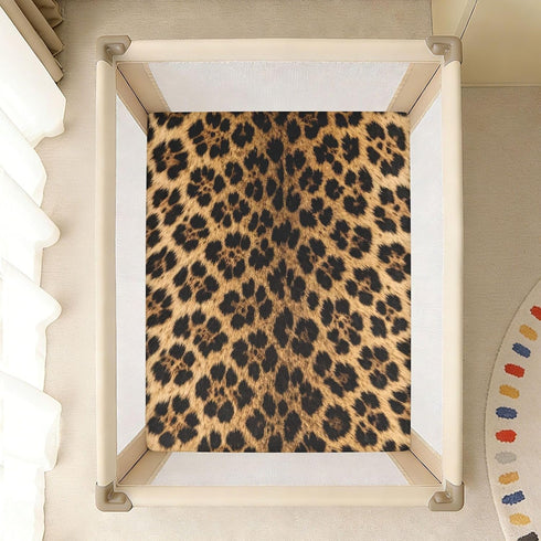 CZXW 52" 28" Stylish Leopard Print Crib Sheets Fitted x Natural Cotton Soft & Breathable for Baby Crib Mattress