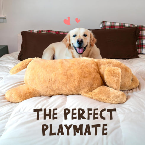 Giant Stuffed Animal Dog, Plush Dog Body Pillow for Kids, Large Stuffed Dog, 35x15in, Brown