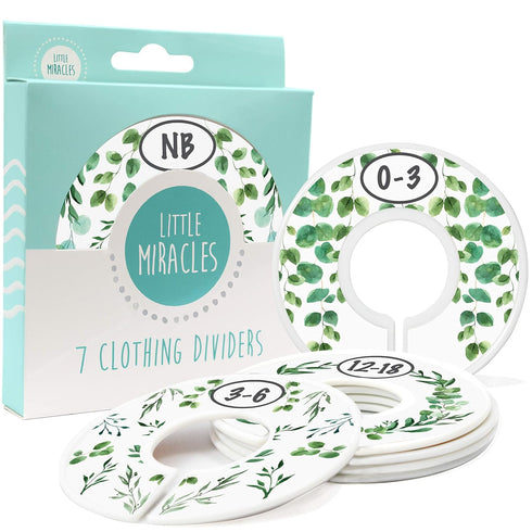 Botanical Nursery Closet Dividers - 7x Size Dividers for Baby Clothes, Eucalyptus Vines Greenery Decor
