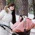 Car Seat Cover Baby Girl, Waterproof Infant Car Seat Canopy with Peep Window and Breathable Holes, Warm Carseat Cover