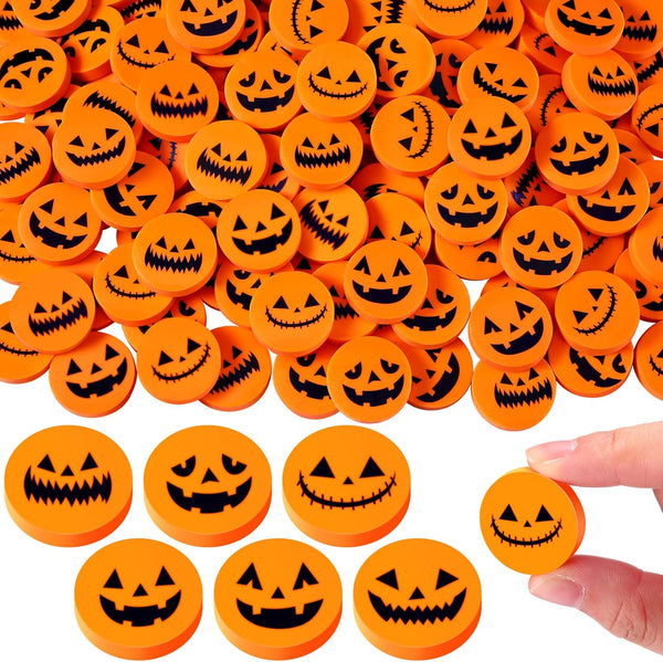 114 Pack Halloween Pumpkin Eraser Bulk, Mini Pumpkin Erasers for Kids Pencil Erasers and Halloween Party Favors