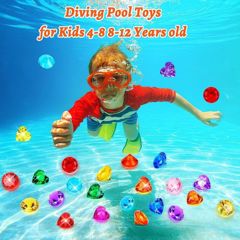 18 Swimming Summer MARFOREVER Pcs Diving Gem Pool Toys, Acrylic Big Colorful Diamonds Pirate Treasure Jewels Dive Gems