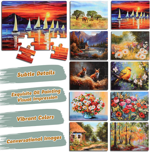 10 Pack 16 9.45 12.6 Inch(Vivid) Hiboom Piece Large Jigsaw Dementia Puzzles for Alzheimers Senior Easy Puzzles Dementia