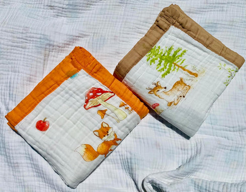 Generic 2-Pack 100% 6-Layer 43 43 Muslin Swaddle Blanket Organic Cotton Baby Blanket, Soft & Breathable