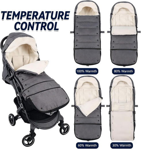 HOOGEE Baby Stroller Footmuff Winter - Universal, Expandable, Warm Infant/Toddler Cover, Cold-Weather Buggy Warmer