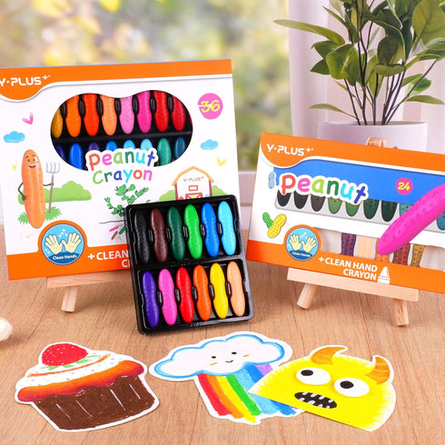 36 2-4, 1-3, 4-8, YPLUS Peanut Crayons for Kids, Colors Washable Toddler Crayon, Non-Toxic Baby Crayons for ages