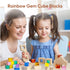 Wooden Rainbow Building Blocks Set for Kids, 22 PCS Wooden Blocks & 25 PCS Acrylic Gem Cubes, Montessori Stacking Toys
