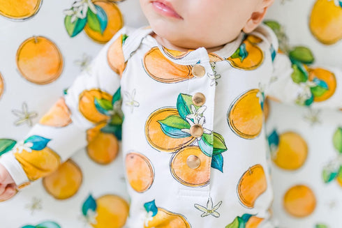 Orange Blossom Fitted Changing Pad Cover, Made from Viscose from Bamboo and Spandex Material, Fits Standard Changing