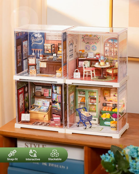 Set 14+, Rolife Super Creator Mini Series Fruits Shop, DIY Plastic Miniature Kits Retail Store Series, Mini Model House