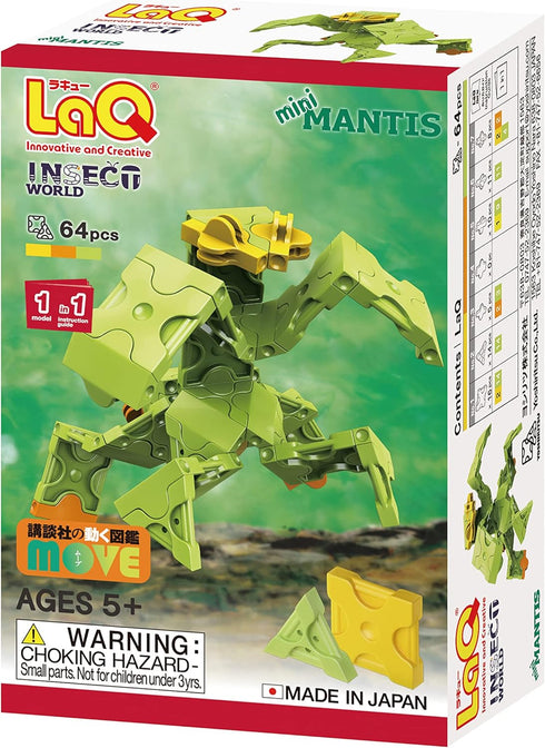 LaQ Insect World Mini Mantis | 64 Pieces | Creative, Educational Construction Toy Block | Age 5+ | Made in Japan