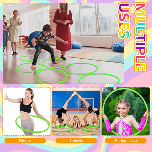 2 Pcs Toy Hoop Exercise Hoop, Detachable Adjustable Plastic Playground Equipment (Green)