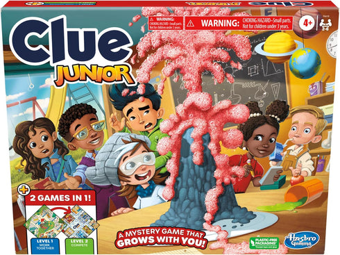 Clue Junior Game, 2-Sided Gameboard, 2 Games in 1, Clue Mystery Game for Younger Kids Ages 4 and Up, 2 to 6 Players