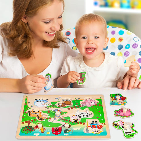 1-3, 6XSET 2-4 2-4, 2 3 SYNARRY Wooden Puzzles for Toddlers Animals Puzzles for Toddlers with Rack, Toddler Puzzles