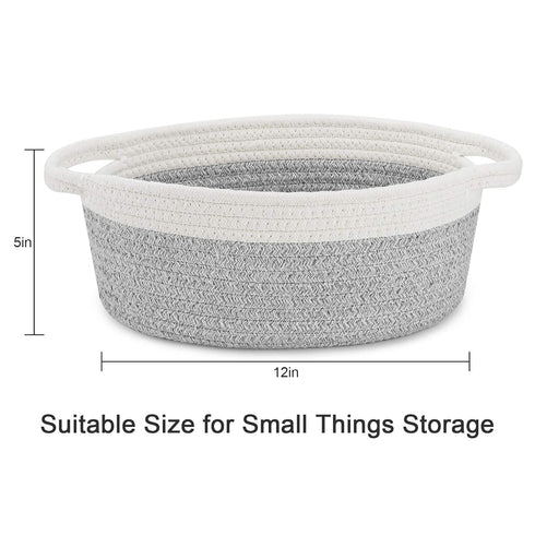 ABenkle Woven Cute Chest Box for Cat Dog Toys Storage, 12"x 8"x 5", Small Decorative Gift Basket with Handles