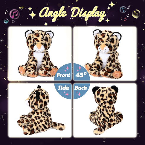 11'' Hopearl LED Musical Plush Leopard Lighting Up Cheetah Stuffed Animal Panther Floppy Night Lights Glow in The Dark