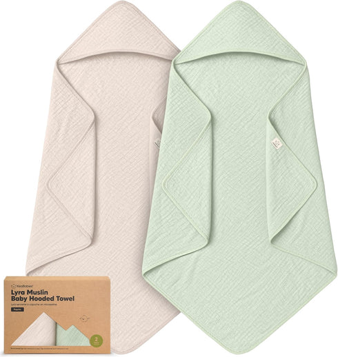 KeaBabies Muslin Hooded Baby Towels for Newborn Girls, Boys - 2-Pack, 35x35