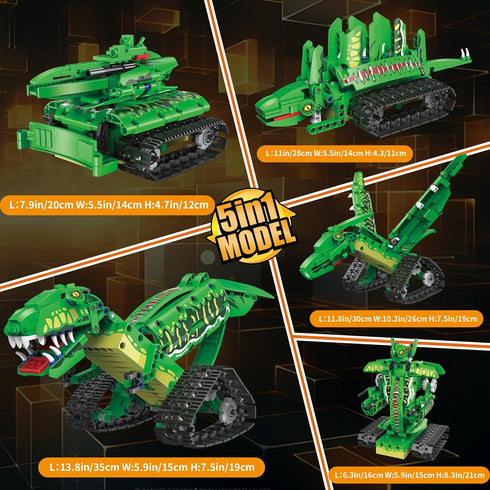 5 1 6-12 Set 2.4GHz Programmable 6 7 8 9 10 11 12 in Dinosaur Toy for Years Old Kids Boys, Robot Dino Building with APP